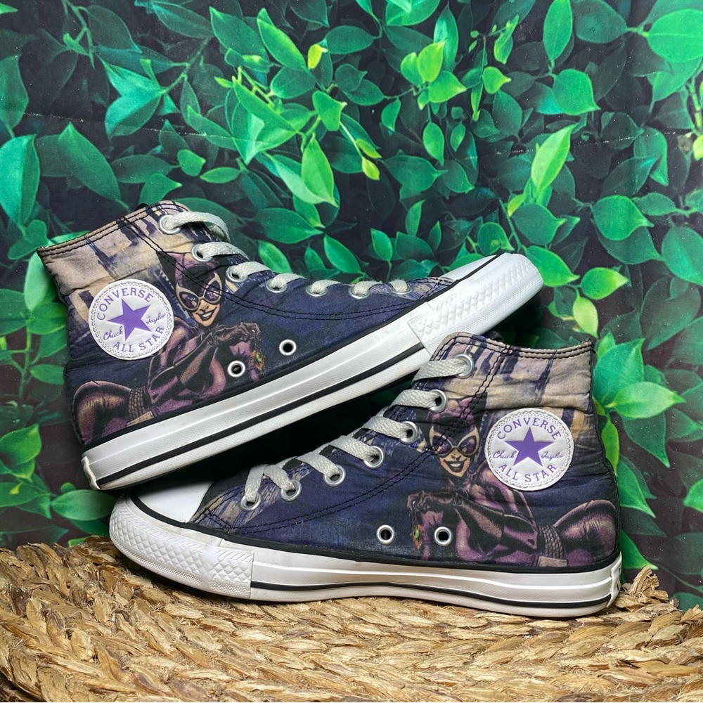 Converse ctas hi cat woman black purple dc comics
